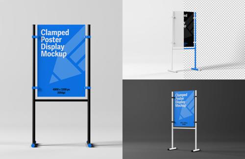 Clamped Poster Display Mockup