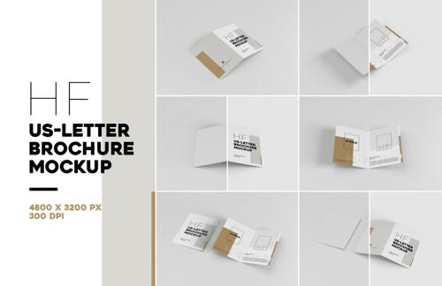 Half Fold Letter Brochure Mockup