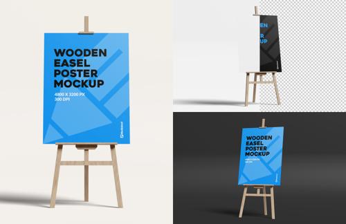Wooden Easel Poster Mockup