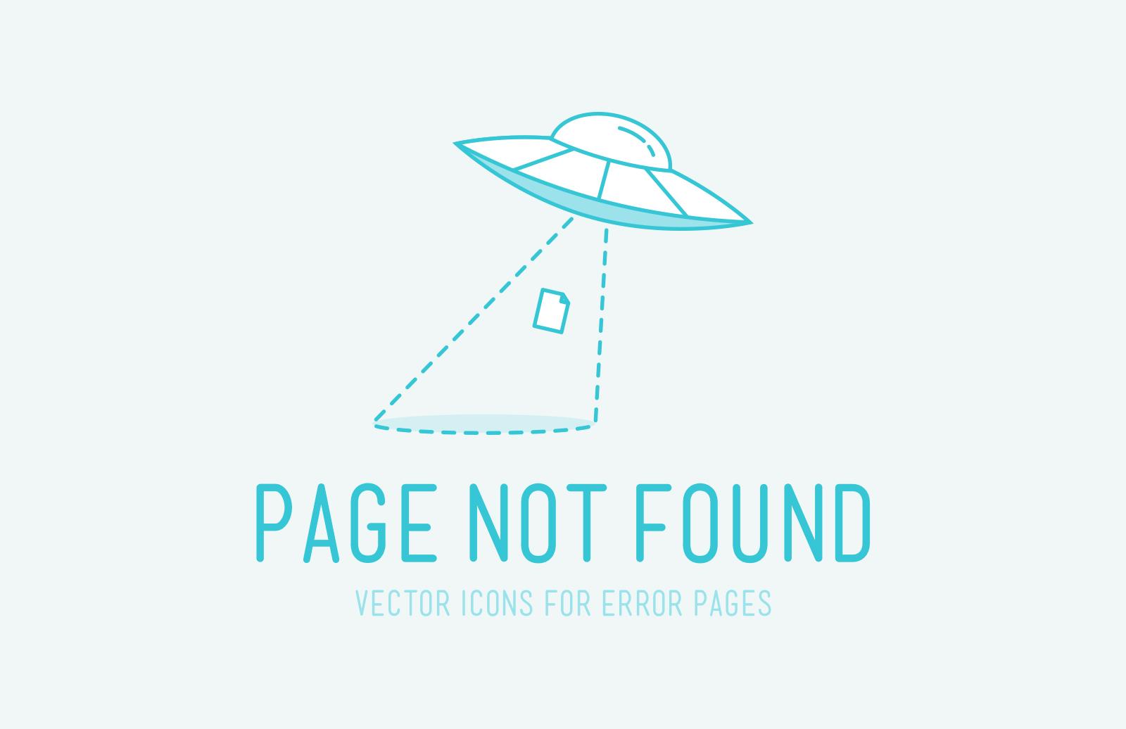 Large 404 Error Page Vector Icons