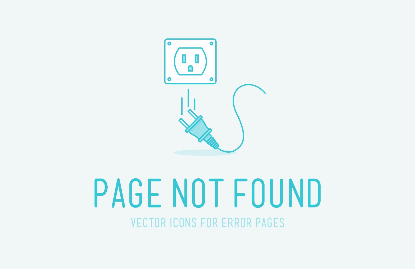 Large 404 Error Page Vector Icons