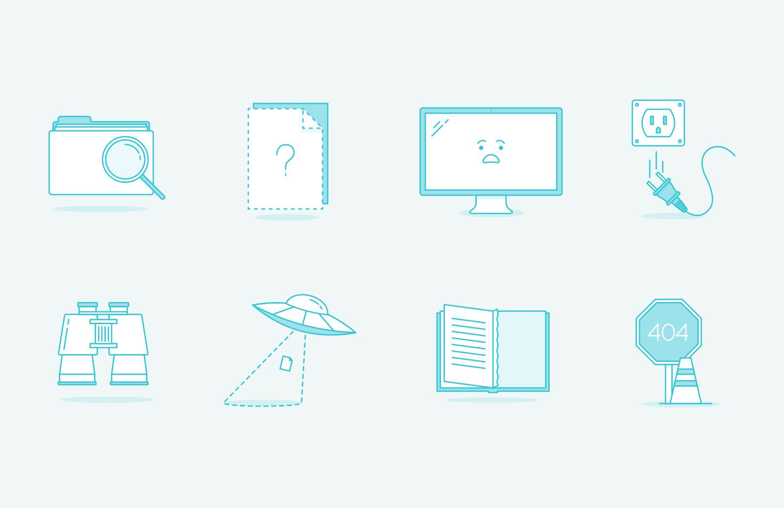 Large 404 Error Page Vector Icons