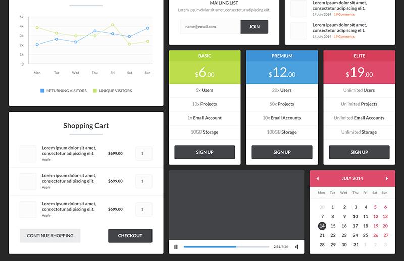 Large Blocky Flat Vector UI Kit