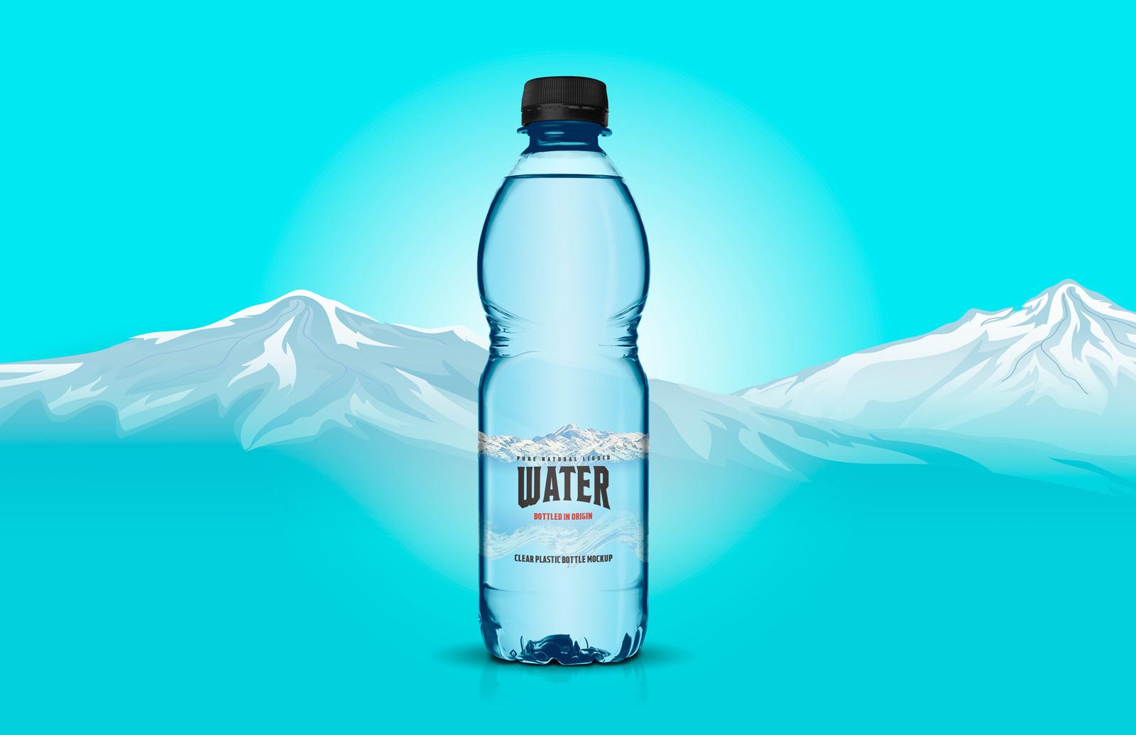 Large Clear Plastic Bottle Mockup