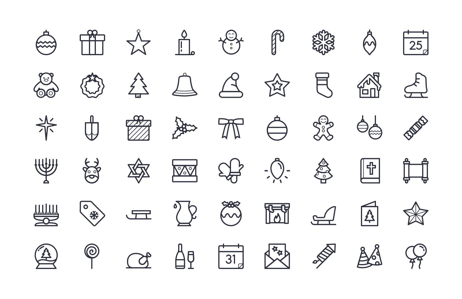 Large Free Holidays Icon Set (Line & Color)