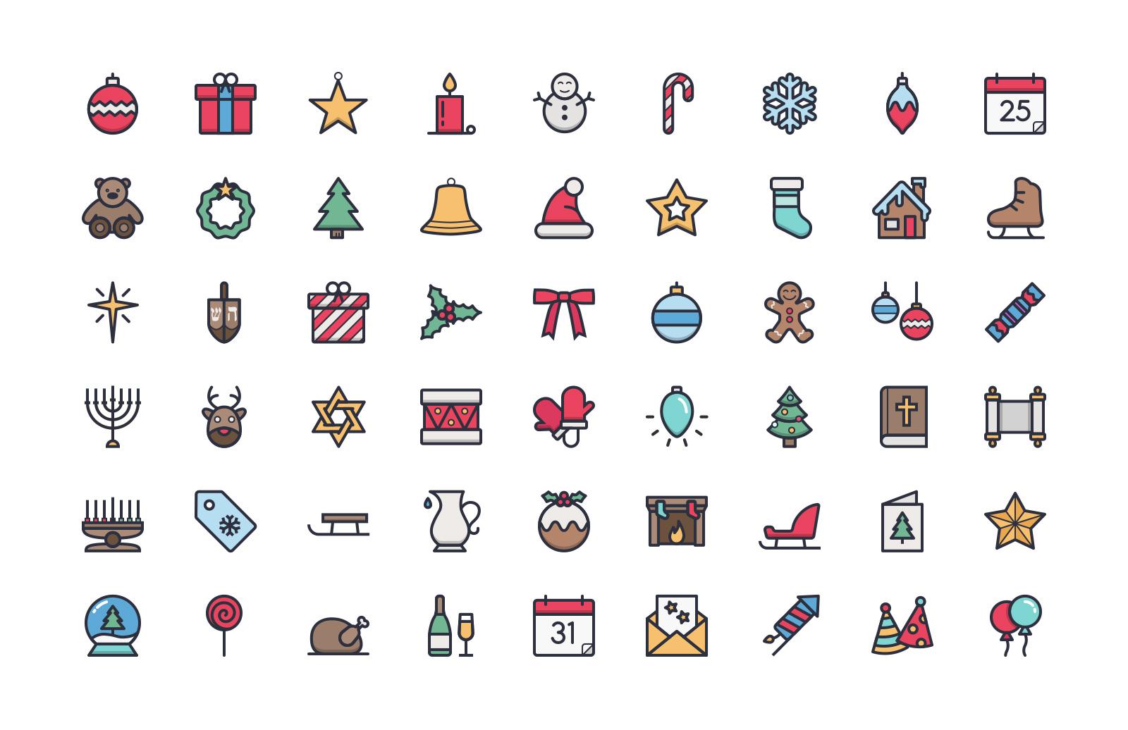 Large Free Holidays Icon Set (Line & Color)