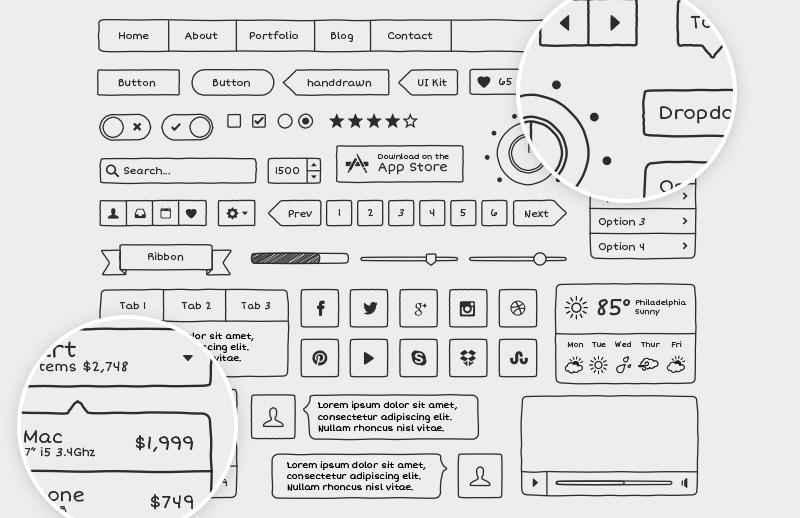 Large Hand Drawn Vector UI Kit