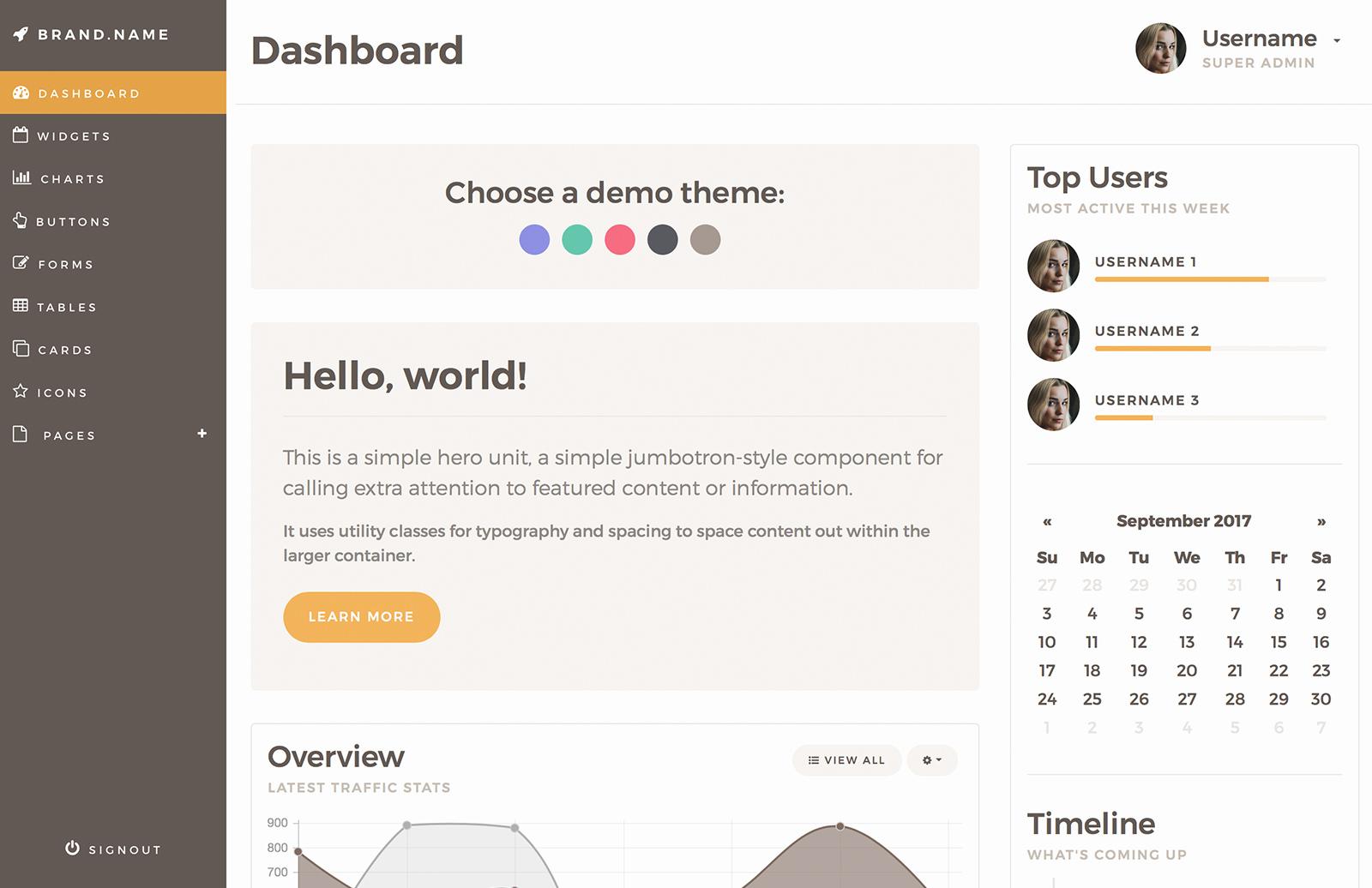 Large Bootstrap 4 Admin Dashboard Template