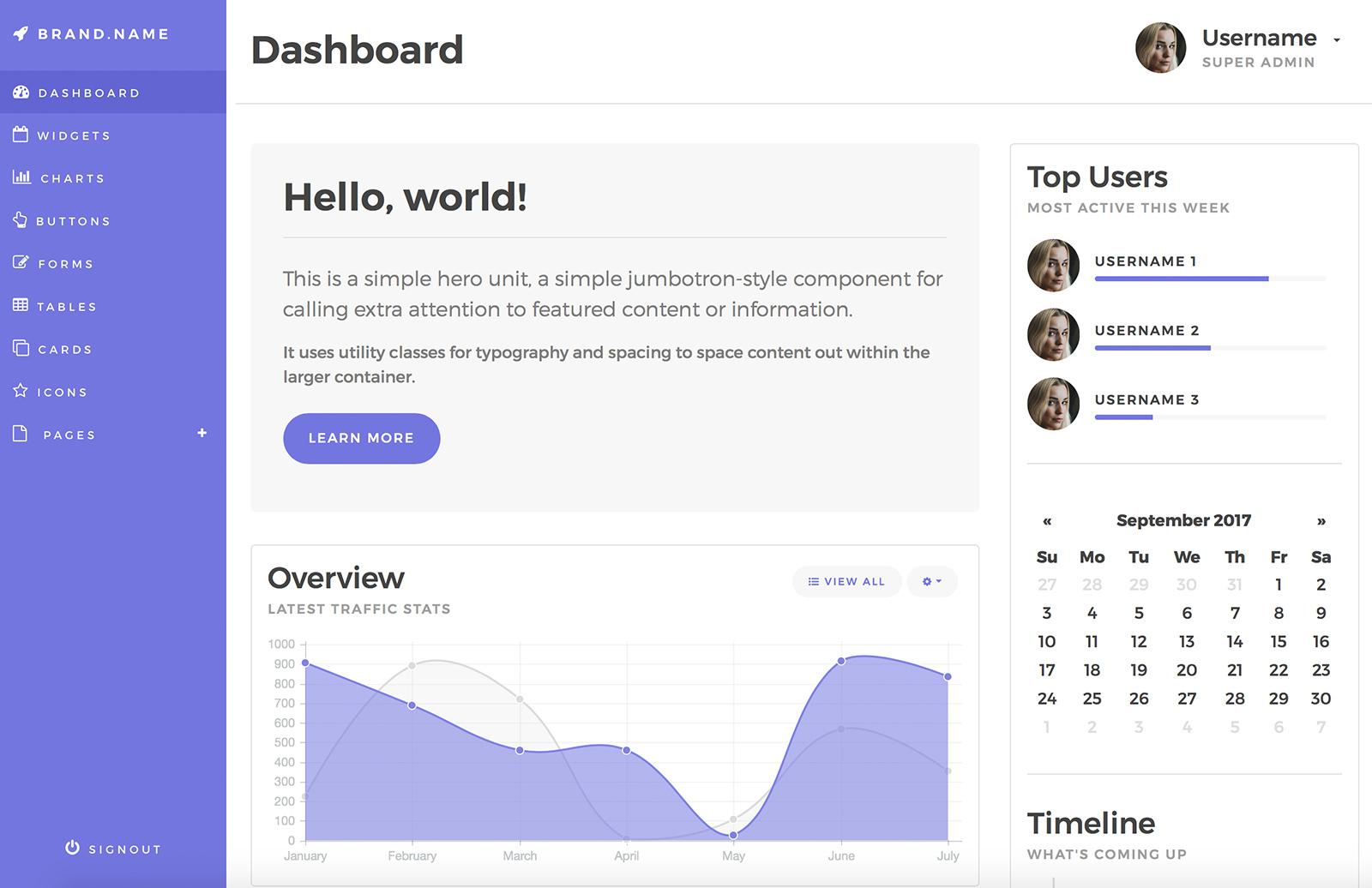 Large Bootstrap 4 Admin Dashboard Template