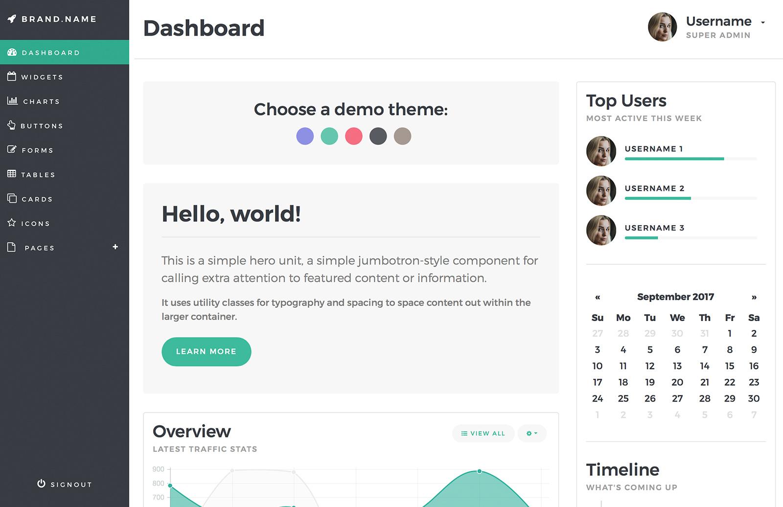 Large Bootstrap 4 Admin Dashboard Template