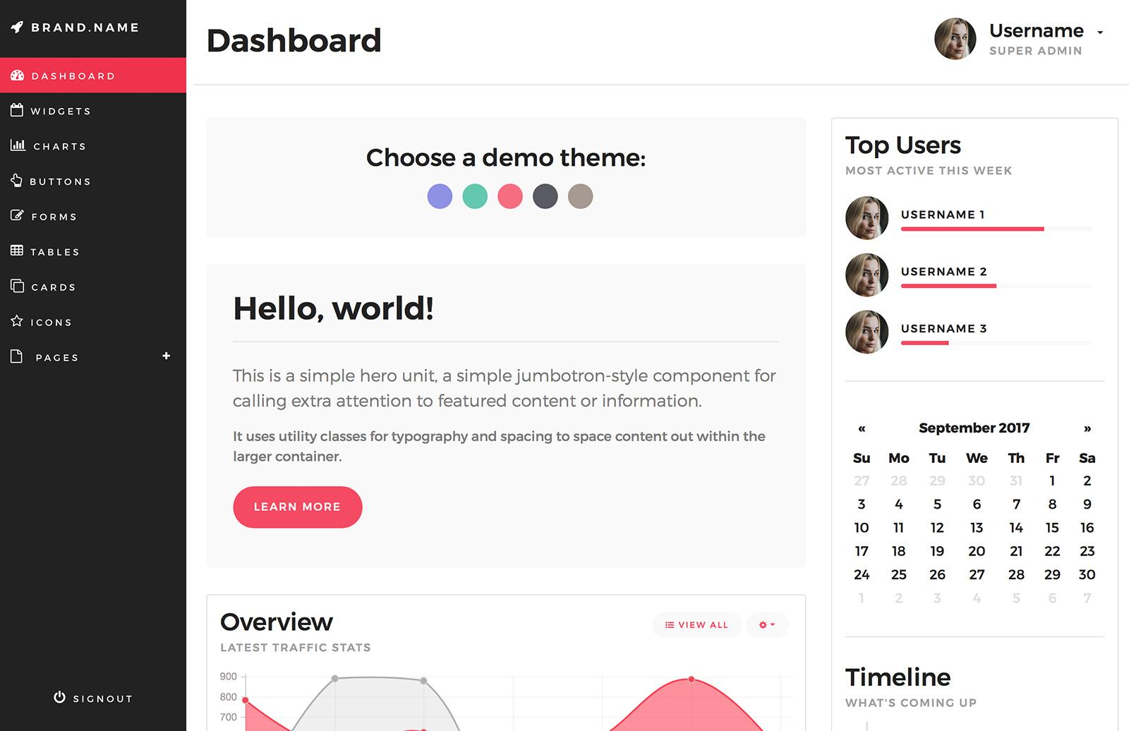Large Bootstrap 4 Admin Dashboard Template