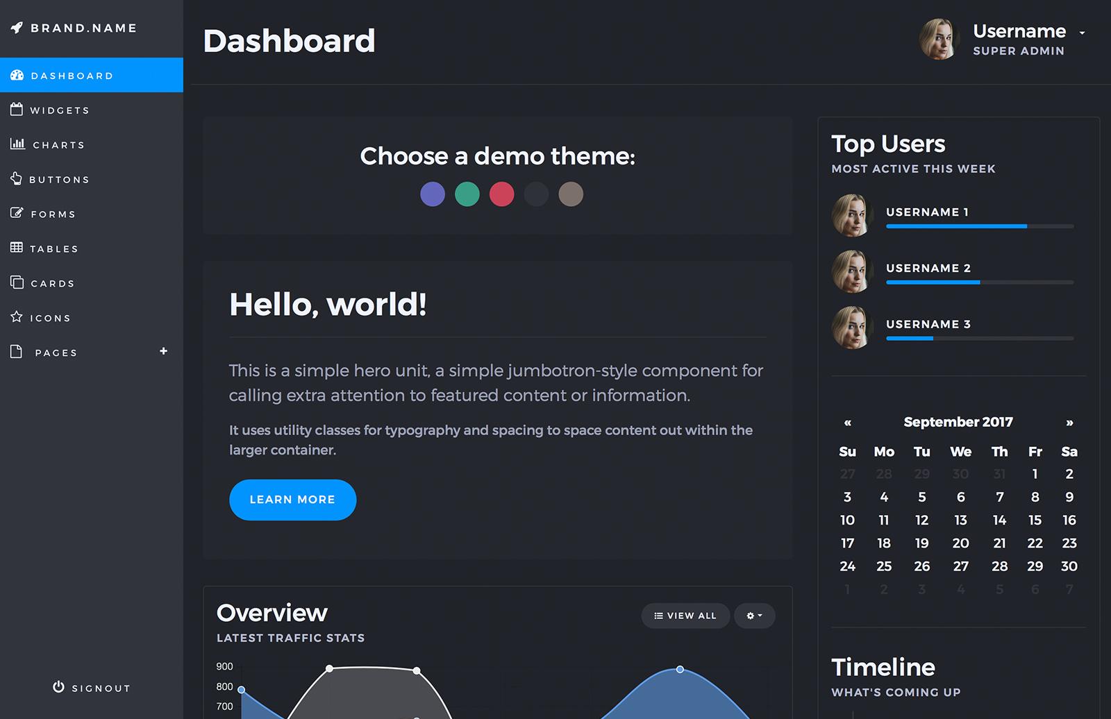 Large Bootstrap 4 Admin Dashboard Template