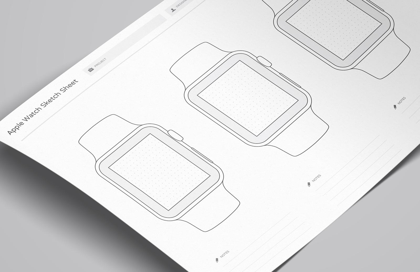 Large Wireframe Sketch Sheets (Apple Watch)
