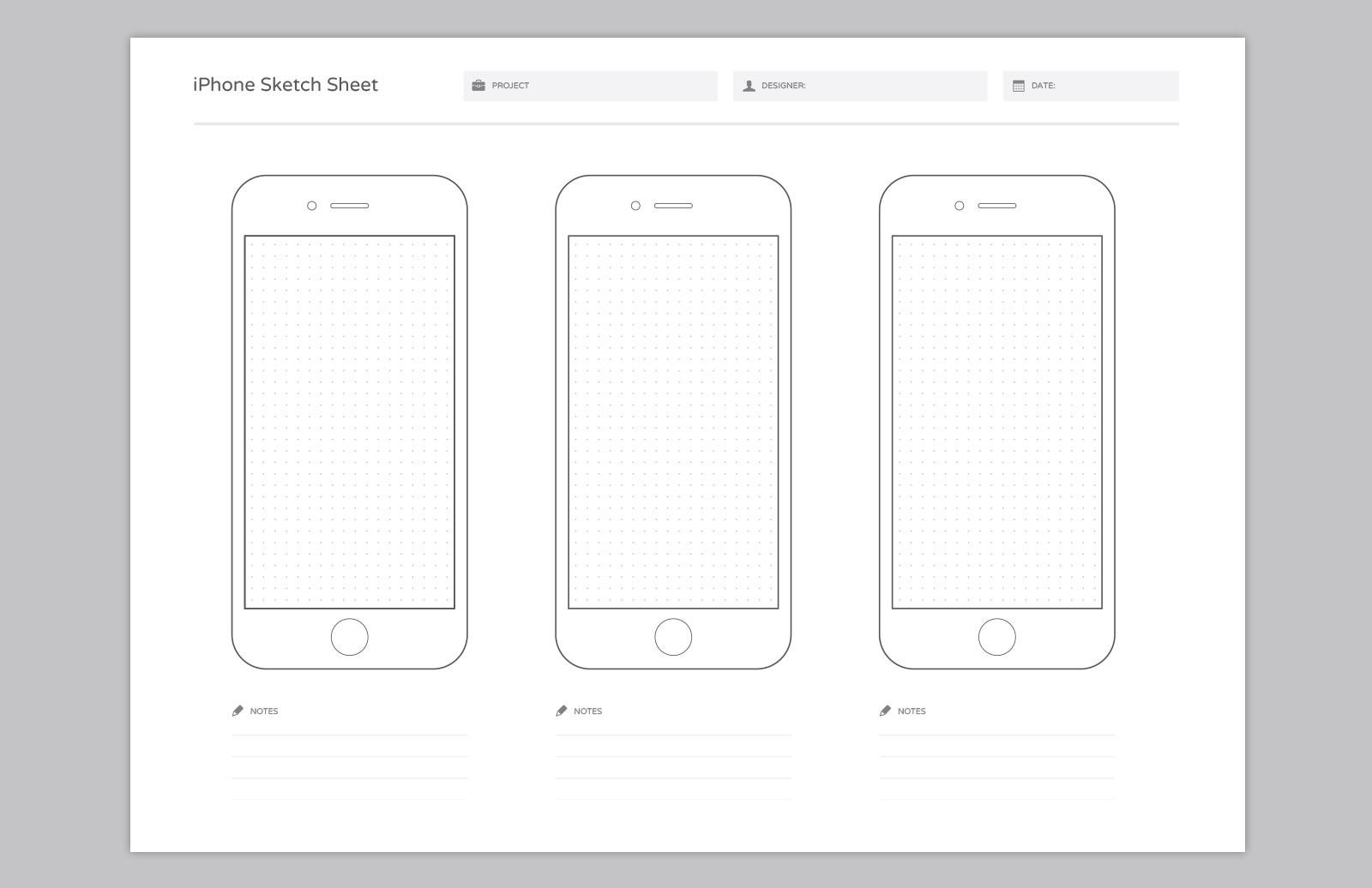 Large Wireframe Sketch Sheets (Apple Watch)