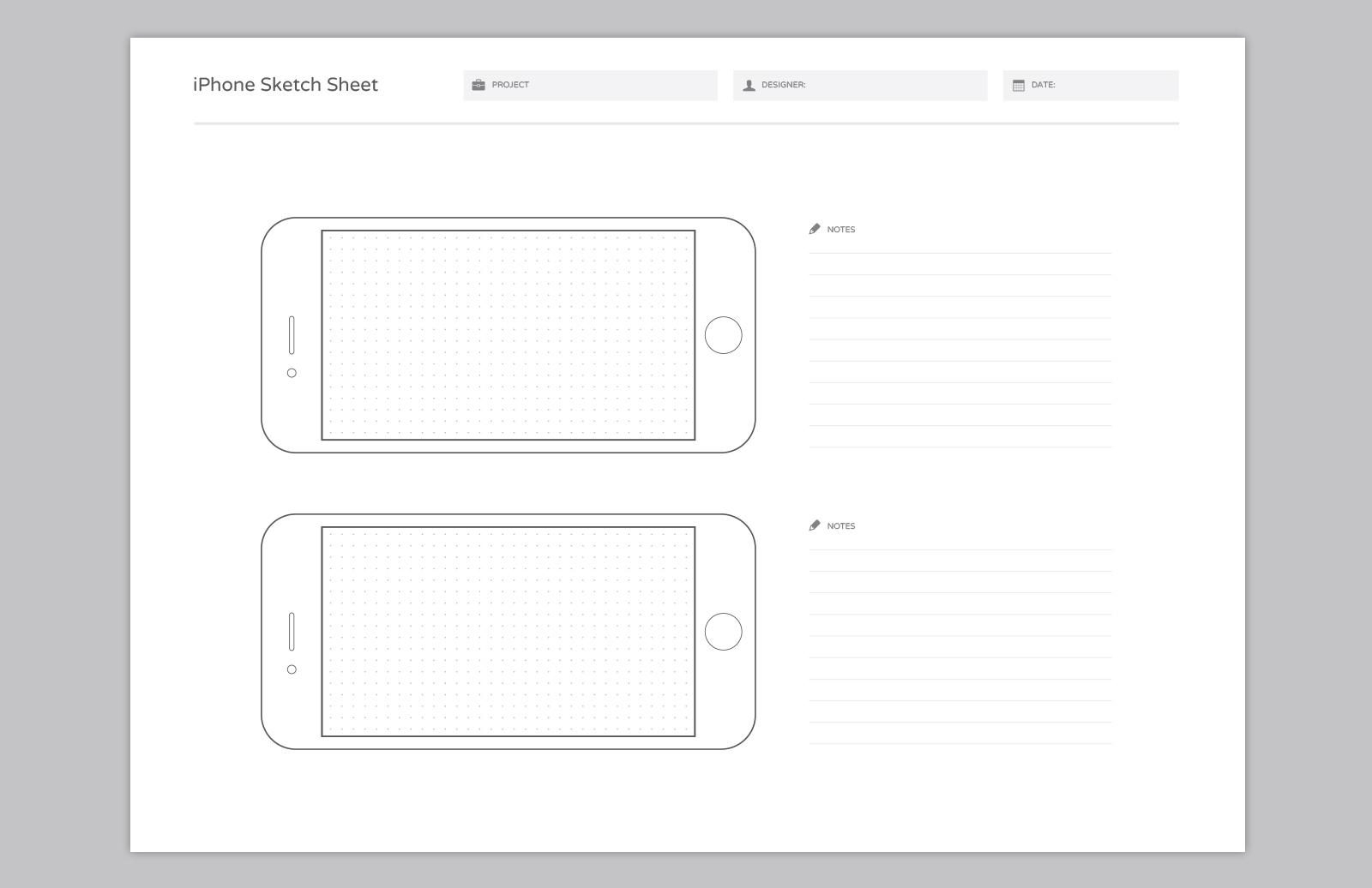 Large Wireframe Sketch Sheets (Apple Watch)