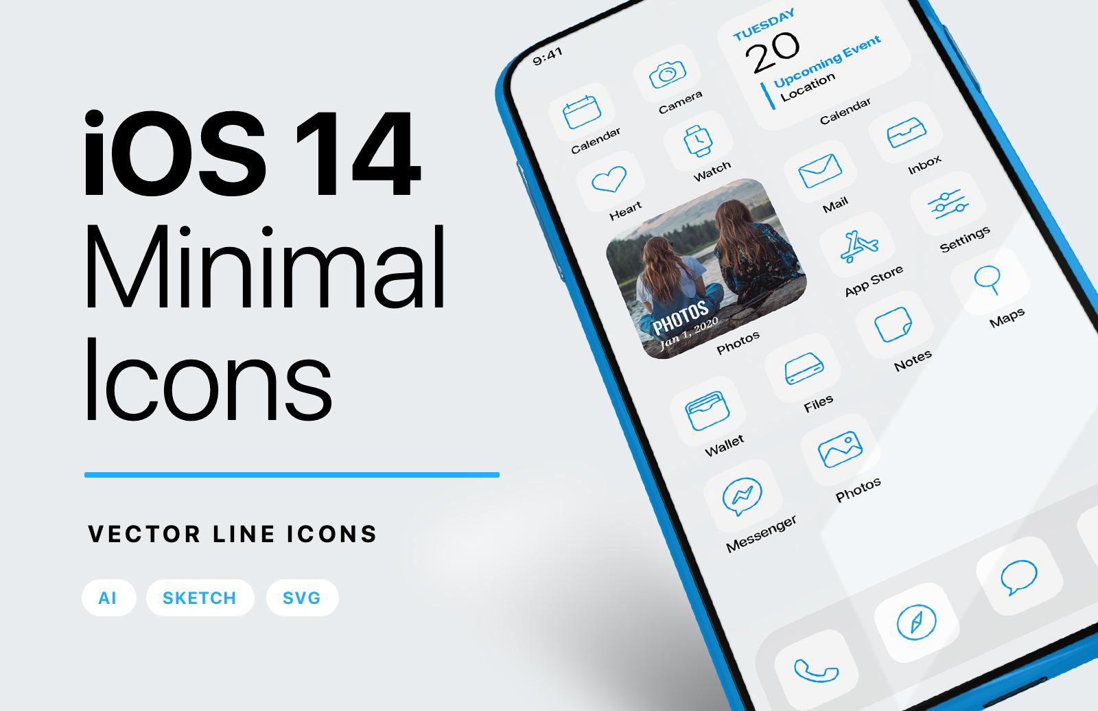 Large iOS 14 Minimal iPhone Icons