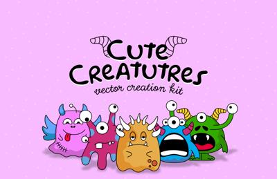 Cute Creatures Vector Creation Kit