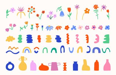 Cutout Floral Vector Elements