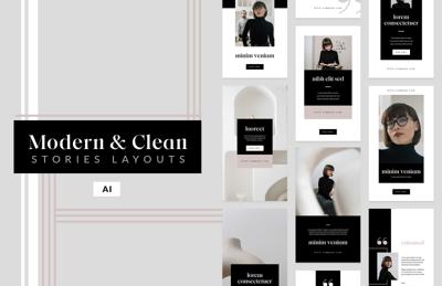 Modern and Clean Instagram Stories Layouts - (AI)