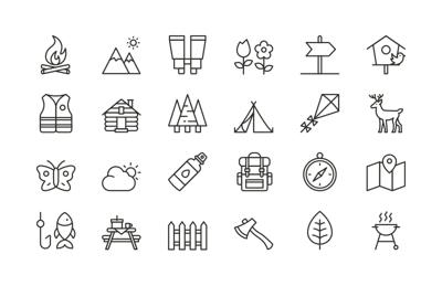 Outdoors Vector Line Icons
