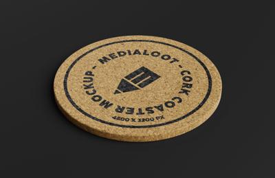 Round Cork Coaster Mockup