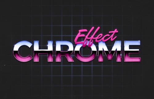 80s Chrome Text Effect