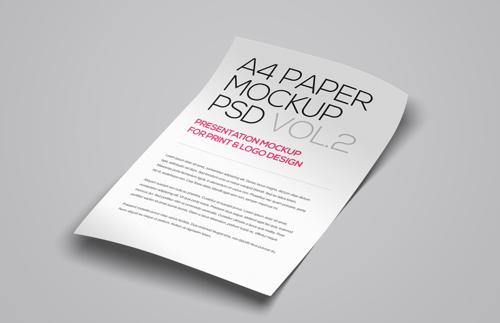Floating A4 Paper Mockup Vol 2