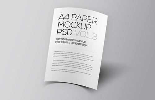 Floating A4 Paper Mockup Vol 3