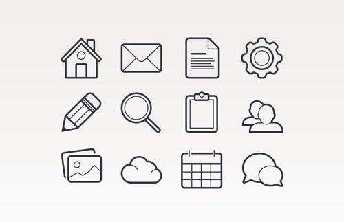 Outlined Basic Vector Icons