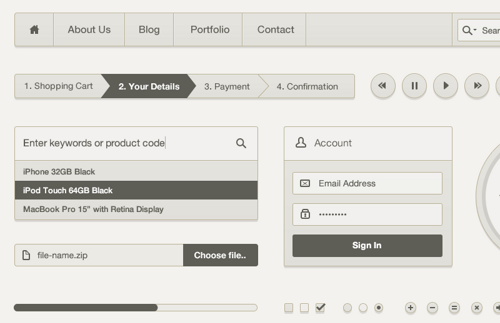 Beige UI Elements