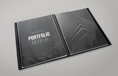 Black Leather Portfolio Mockup