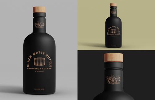Black Matte Bottle Mockup