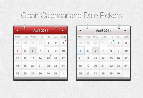 Clean Calendar & Date Pickers