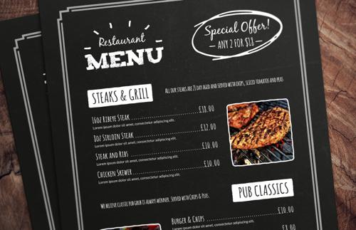Chalkboard Restaurant Menu Template