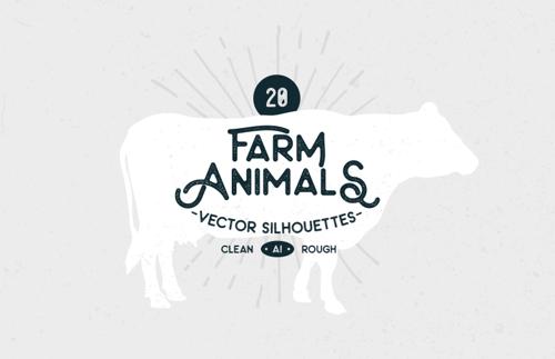 Farm Animals Vector Silhouettes