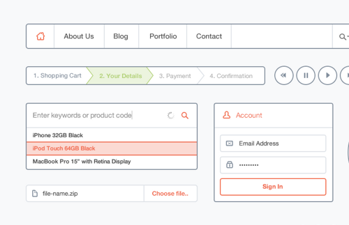 Flat Outlined UI Kit