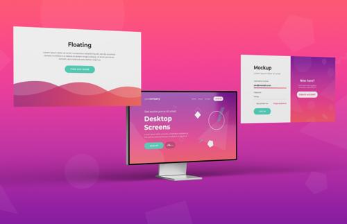 Floating Desktop Screens Mockup