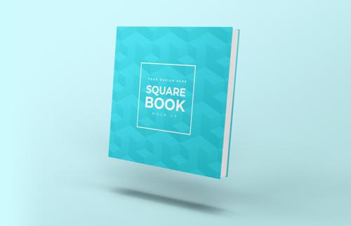 Free Floating Square Book Cover Mockup