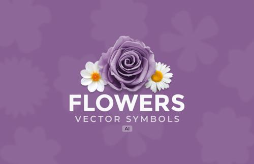 Isolated Flowers Vector Symbols - (AI)