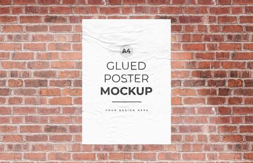 Glued Poster Mockup
