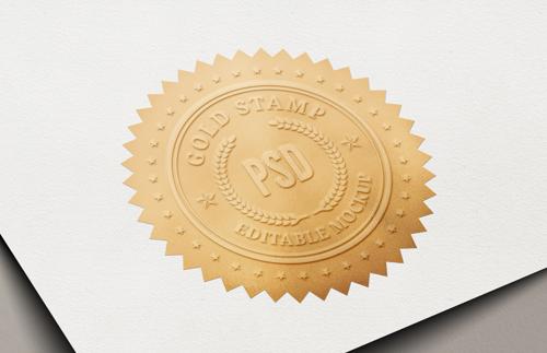 Gold Certificate Stamp Mockup