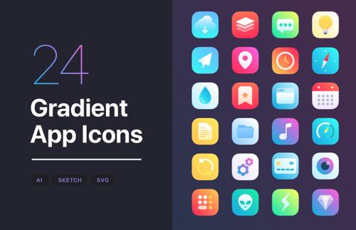 iOS 14 Gradient App Icons Set