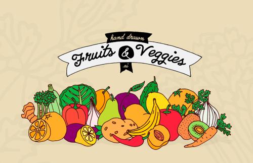 Hand Drawn Fruits & Veggies