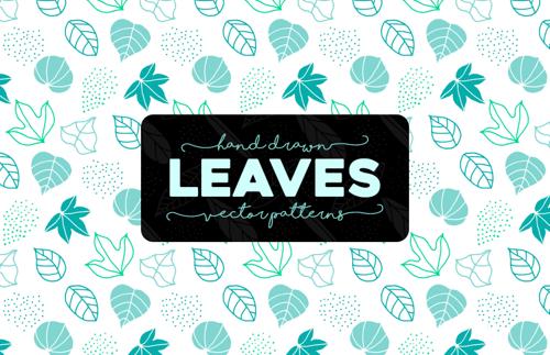 Hand Drawn Leaves Vector Patterns