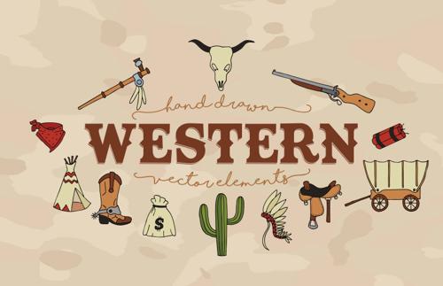 Hand Drawn Western Vector Elements