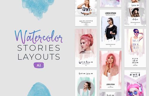 Instagram Watercolor Stories Layouts - (AI)
