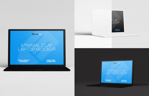Minimal Clay Laptop Mockup