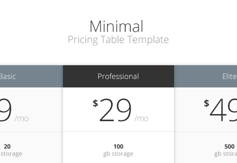 Minimal Pricing Table Template