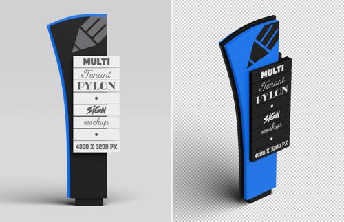 Multi Tenant Pylon Sign Mockup