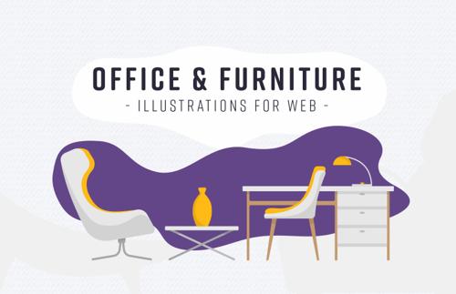 Office & Furniture: Illustrations for Web